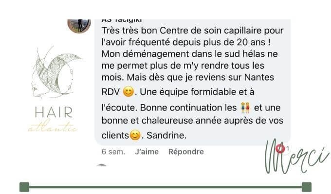 Feedback - Sandrine - Hair atlantic